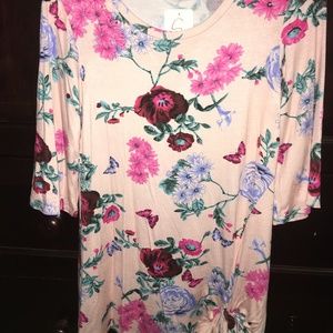 Peach/Cream Flower Designed Tie Top/Dress